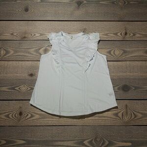 Terra & Sky Lace Trim White Top